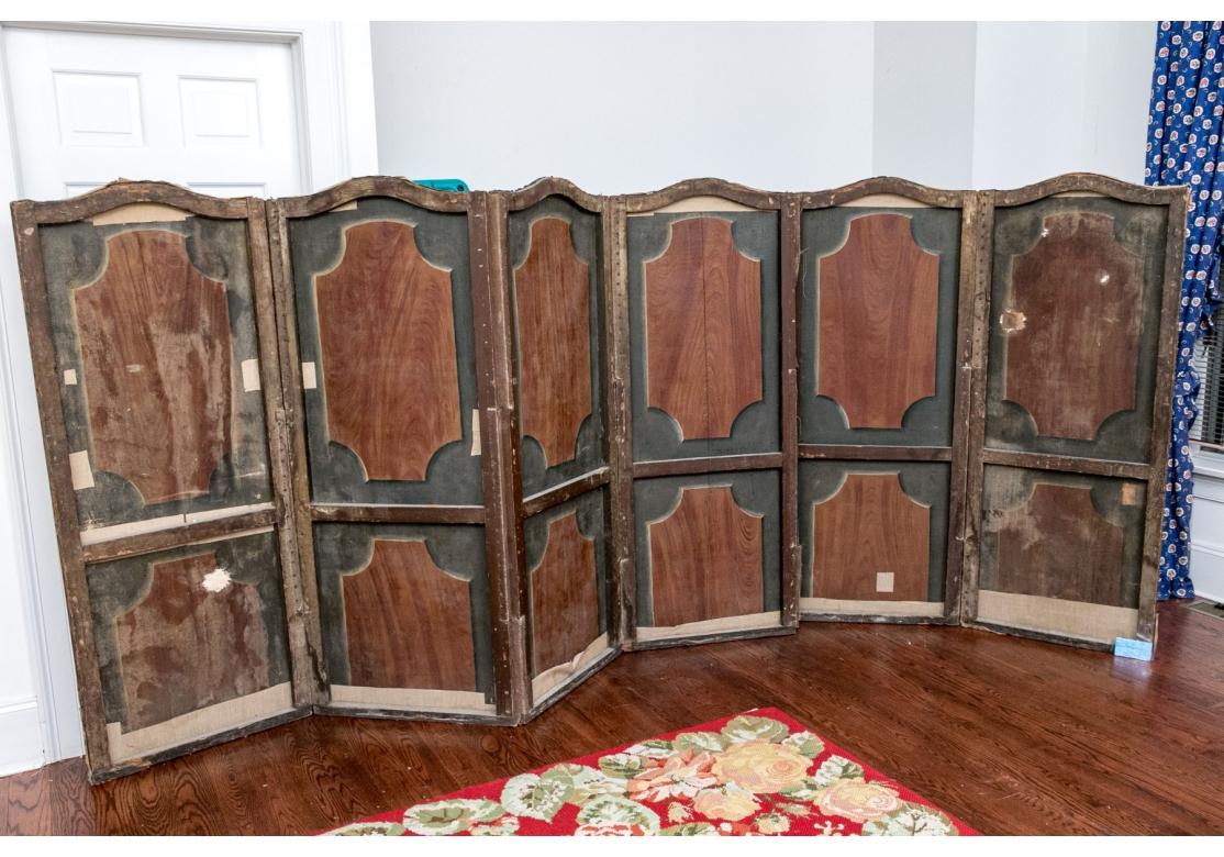 Antique European Six Panel Hand Painted  Landscape Canvas For Restoration For Sale 10
