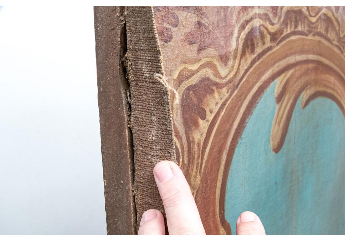 Antique European Six Panel Hand Painted  Landscape Canvas For Restoration For Sale 11