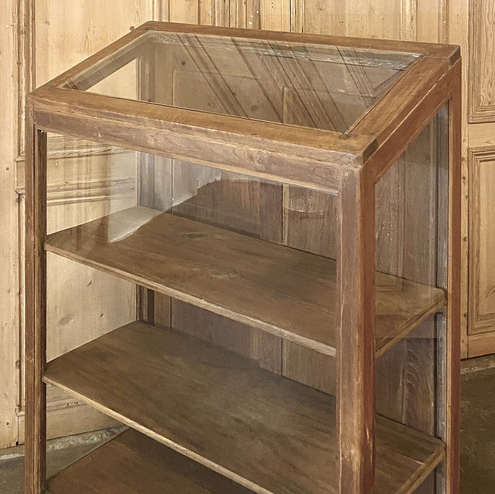 Antique European Slant Front Store Display Cabinet In Good Condition For Sale In Dallas, TX