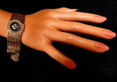 Antique European Slide Cuff Emblem Iconic Bracelet 14kt &Tassel Slide Adjustable