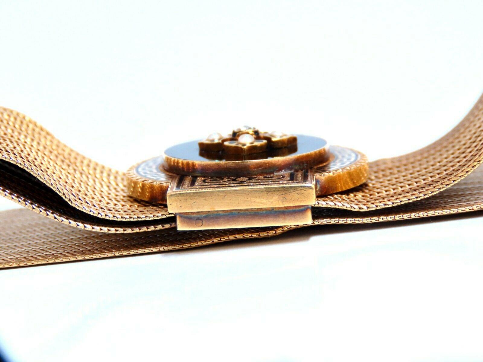 Antique European Slide Cuff Emblem Iconic Bracelet 14kt &Tassel Slide Adjustable In Good Condition For Sale In New York, NY
