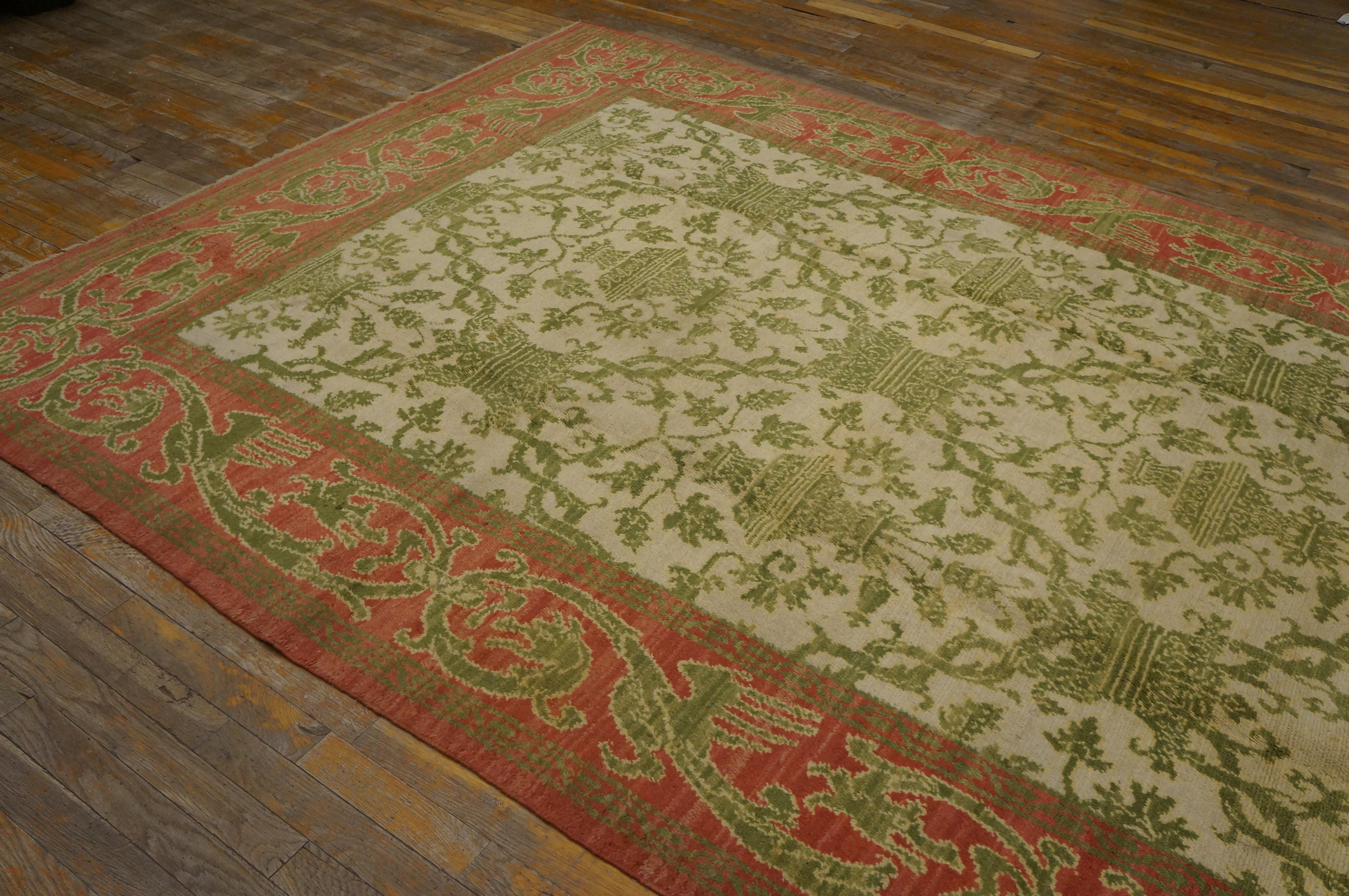 Early 20th Century Spanish Cuenca Carpet ( 6'6