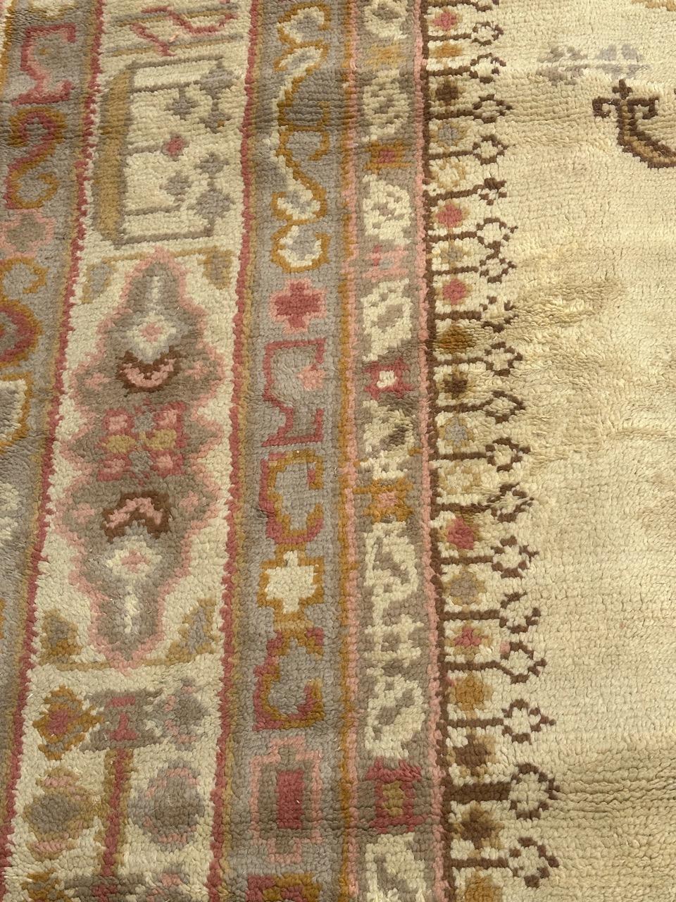 Antique European hand knotted Oushak design Rug For Sale 4
