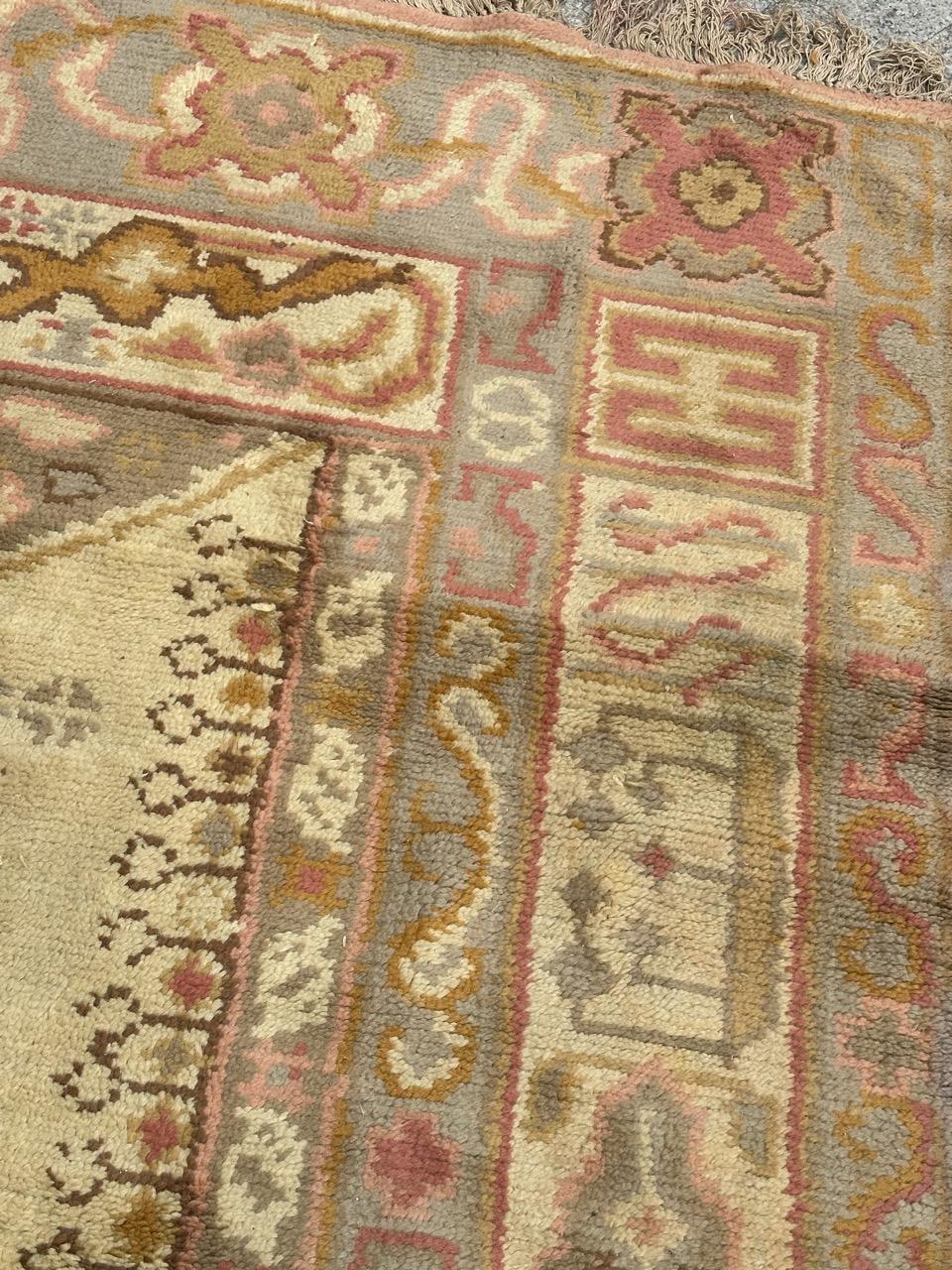 Antique European hand knotted Oushak design Rug For Sale 5
