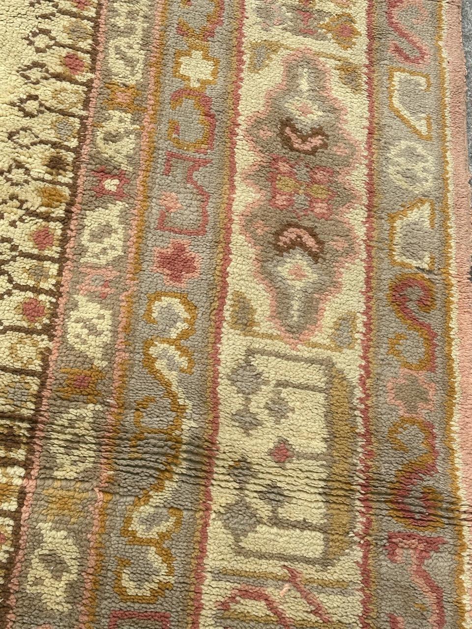 Antique European hand knotted Oushak design Rug For Sale 12
