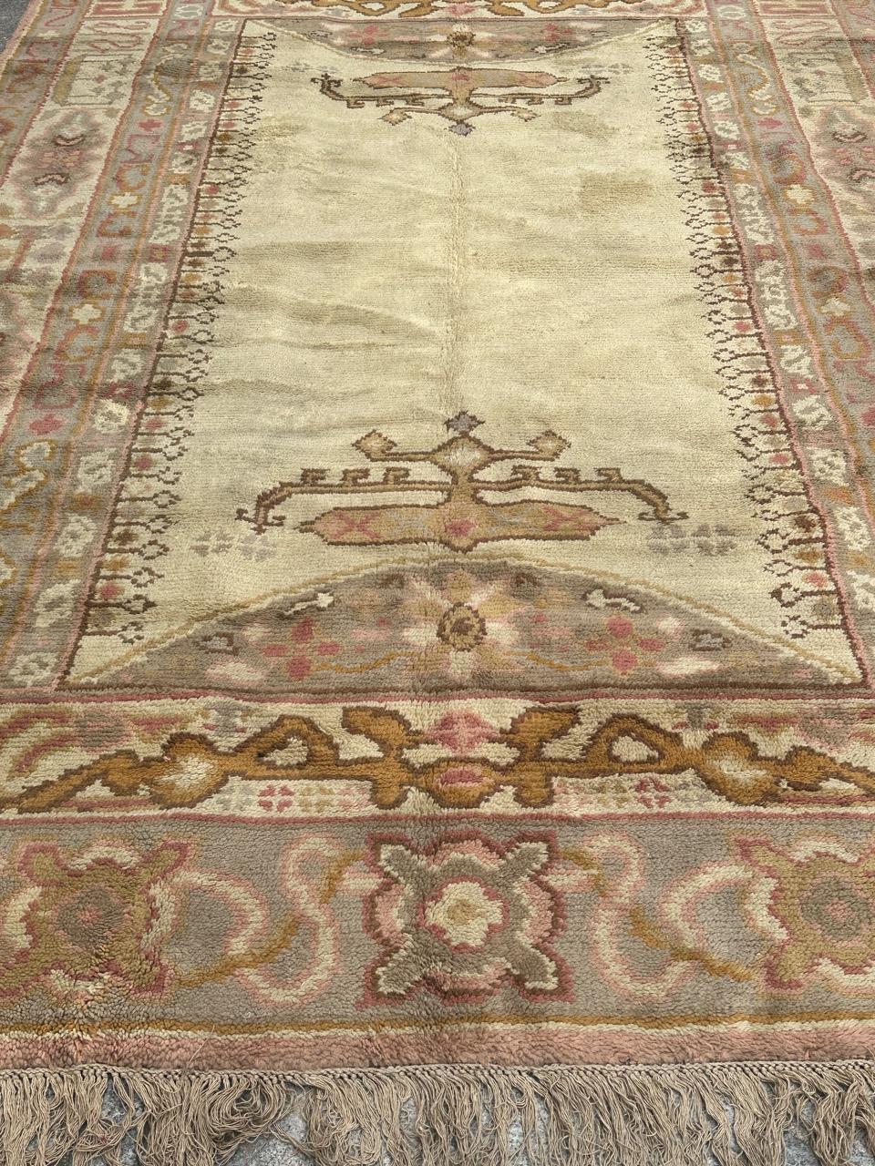 Hand-Knotted Antique European hand knotted Oushak design Rug For Sale