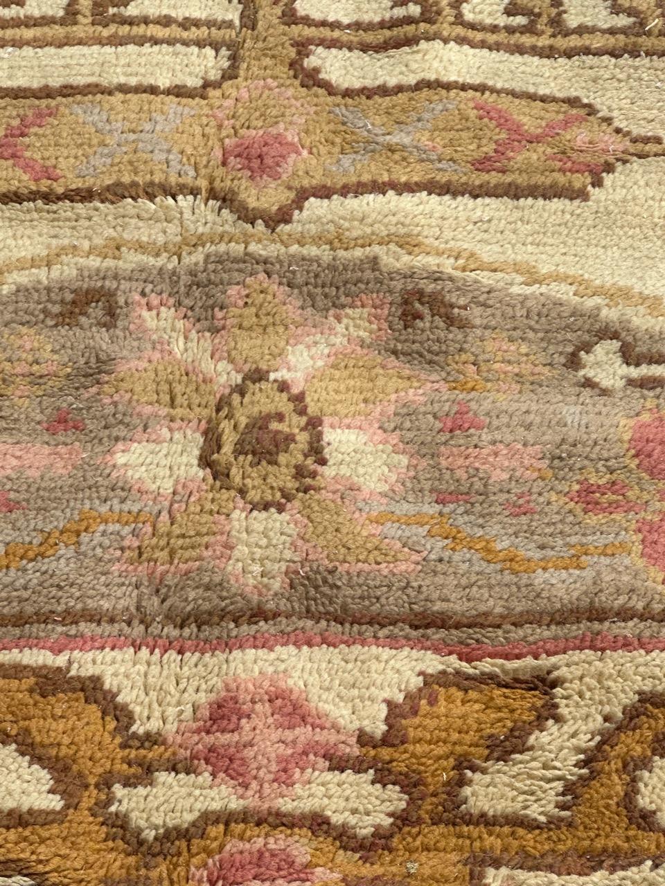 Wool Antique European hand knotted Oushak design Rug For Sale