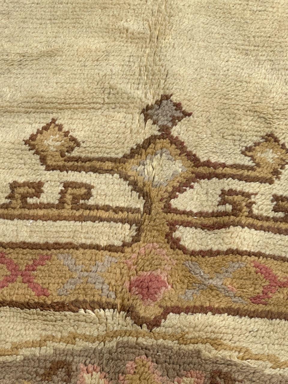 Antique European hand knotted Oushak design Rug For Sale 1