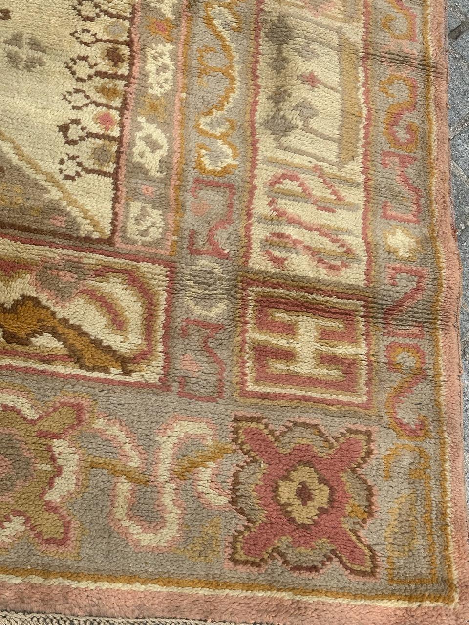 Antique European hand knotted Oushak design Rug For Sale 2