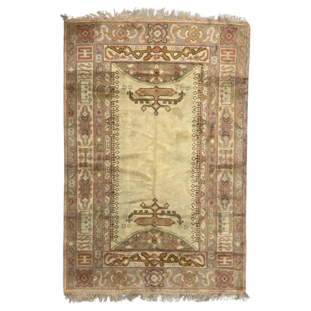 Antique European hand knotted Oushak design Rug