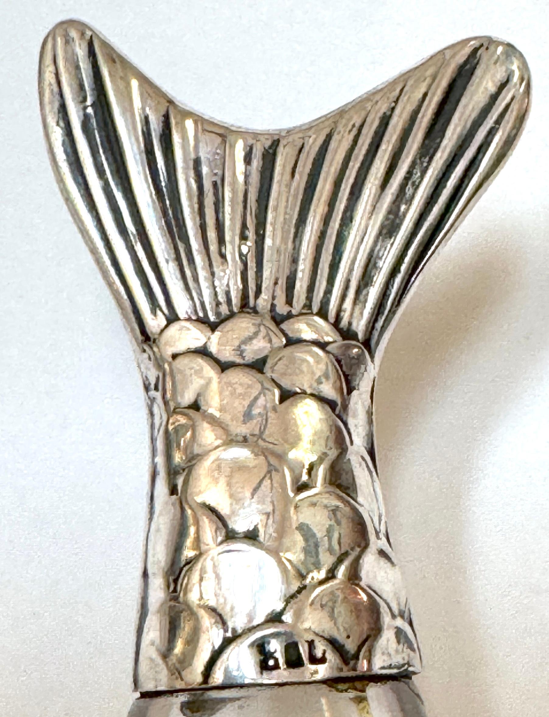 Antique European Sterling & Crystal Figural Fish Perfume Bottle 2