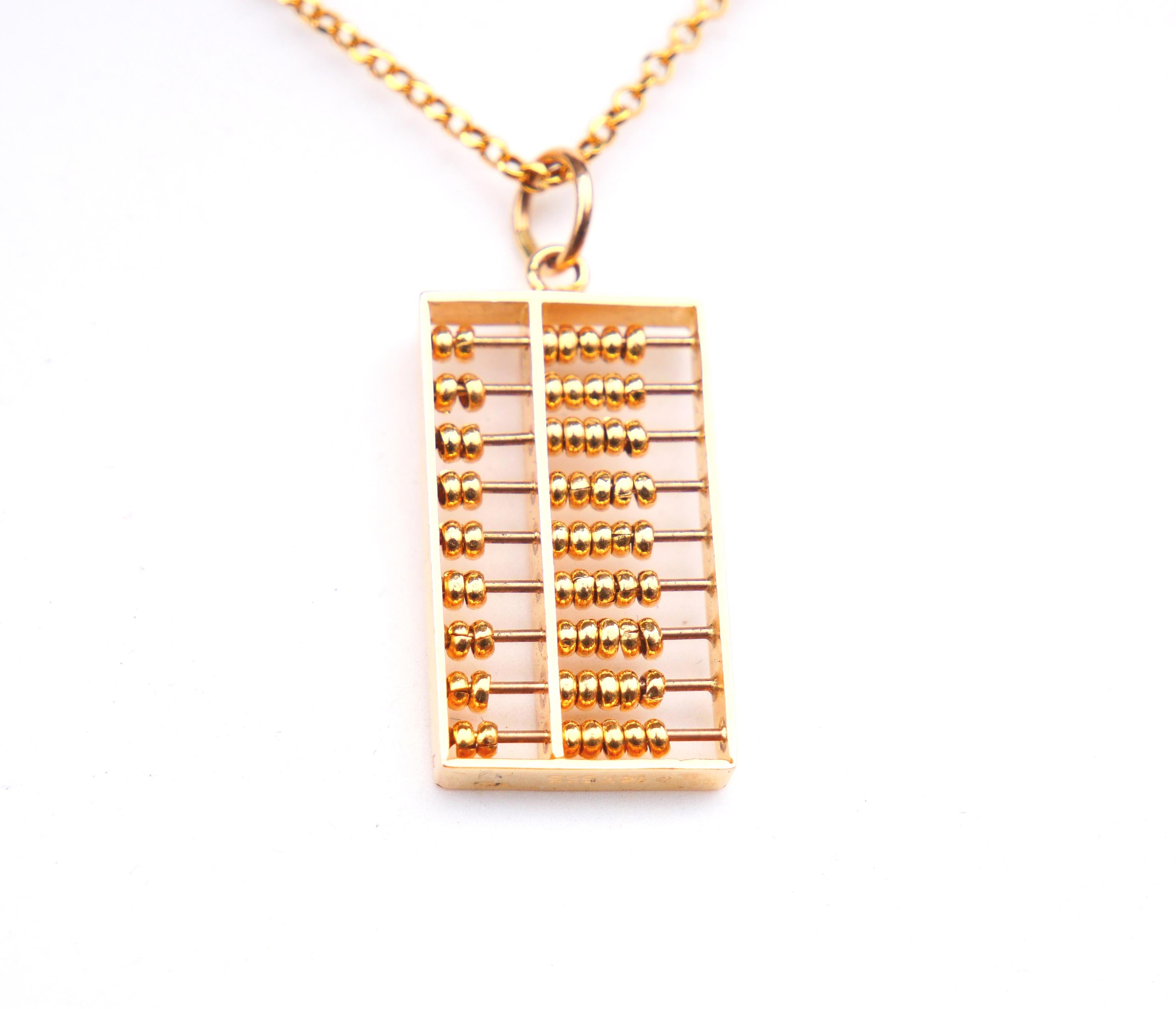 Pendentif européen ancien Suanpan Abacus en or massif 14 carats / 4,9 g en vente 1