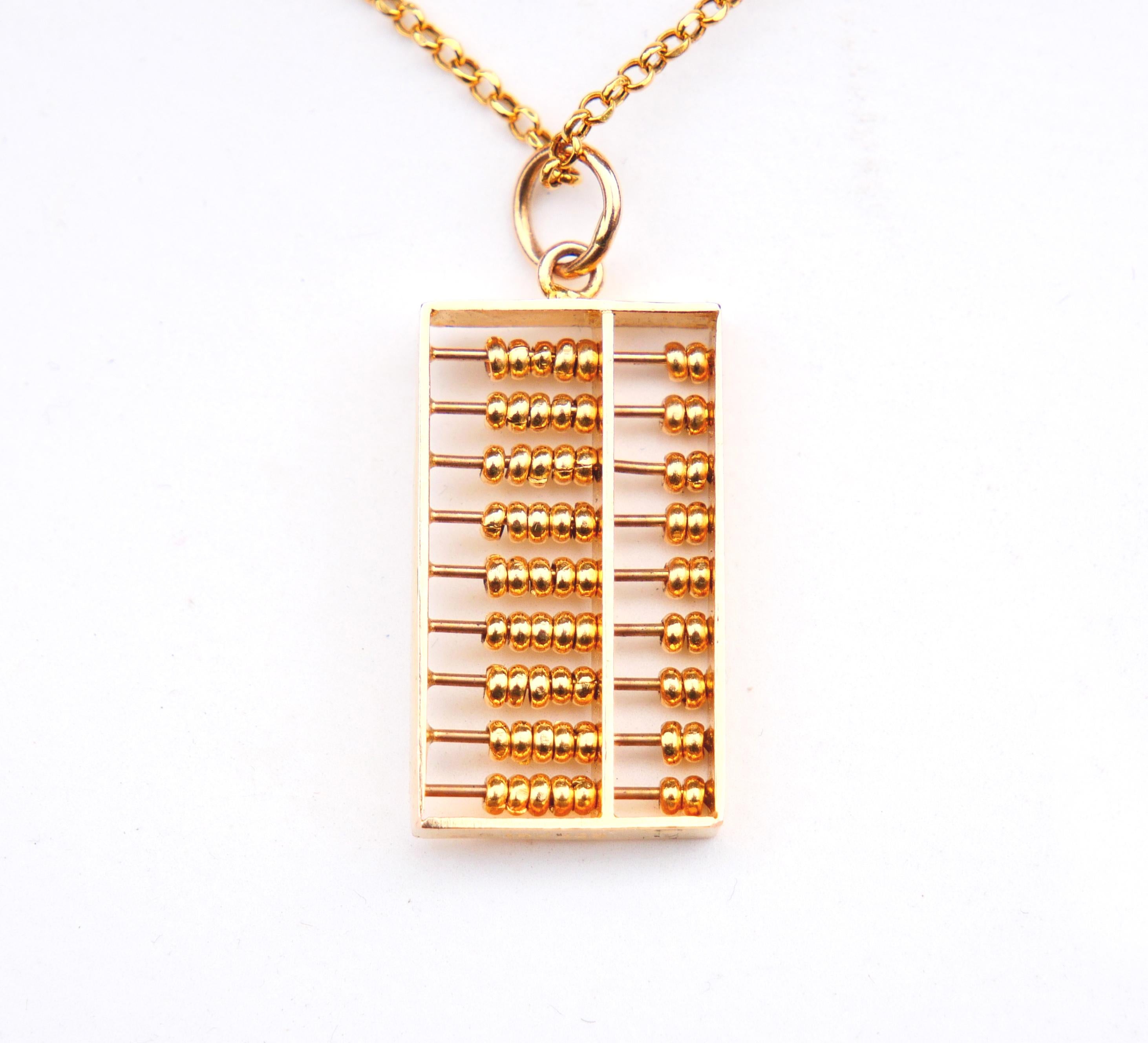 Pendentif européen ancien Suanpan Abacus en or massif 14 carats / 4,9 g en vente 2