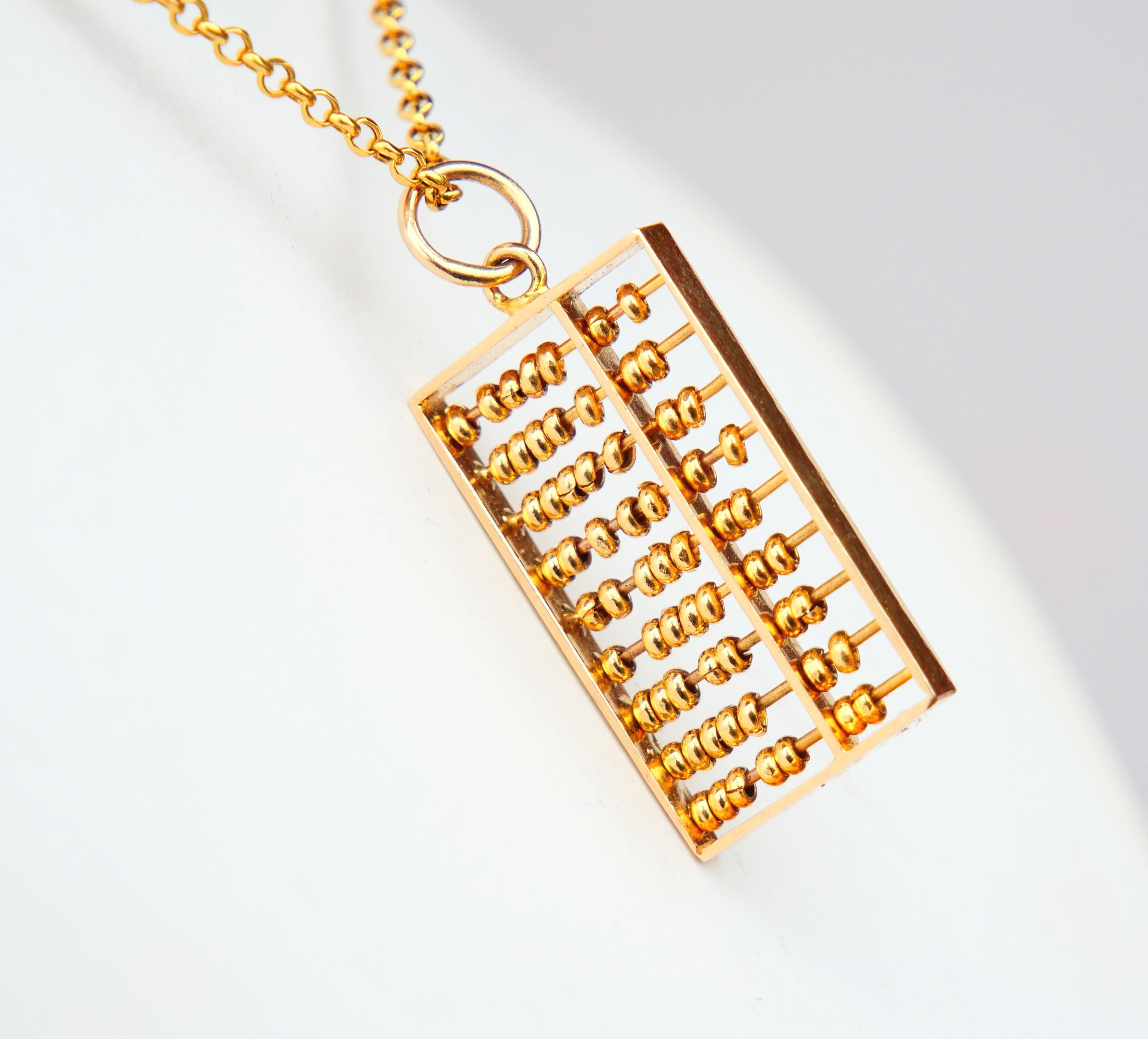 Pendentif européen ancien Suanpan Abacus en or massif 14 carats / 4,9 g en vente 3