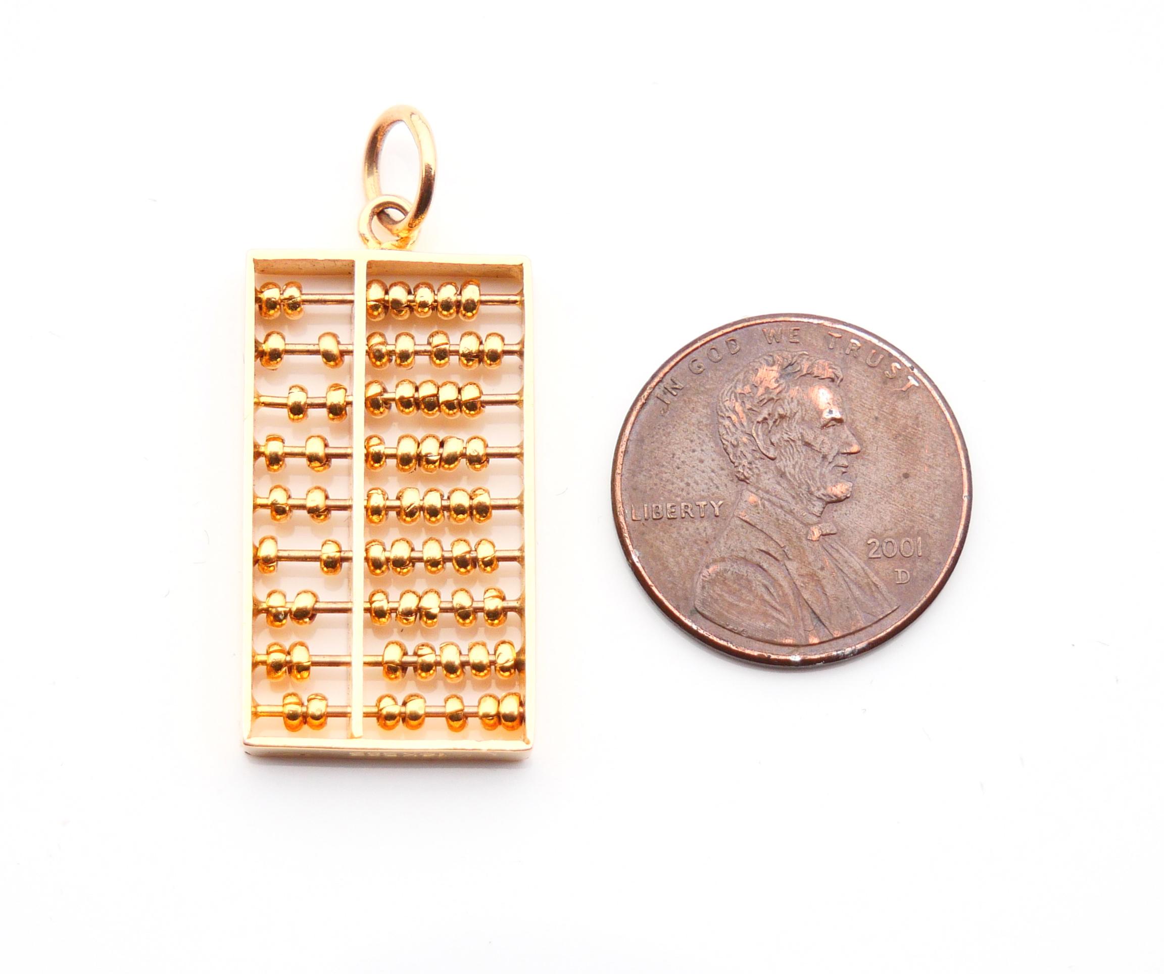 Pendentif européen ancien Suanpan Abacus en or massif 14 carats / 4,9 g en vente 4