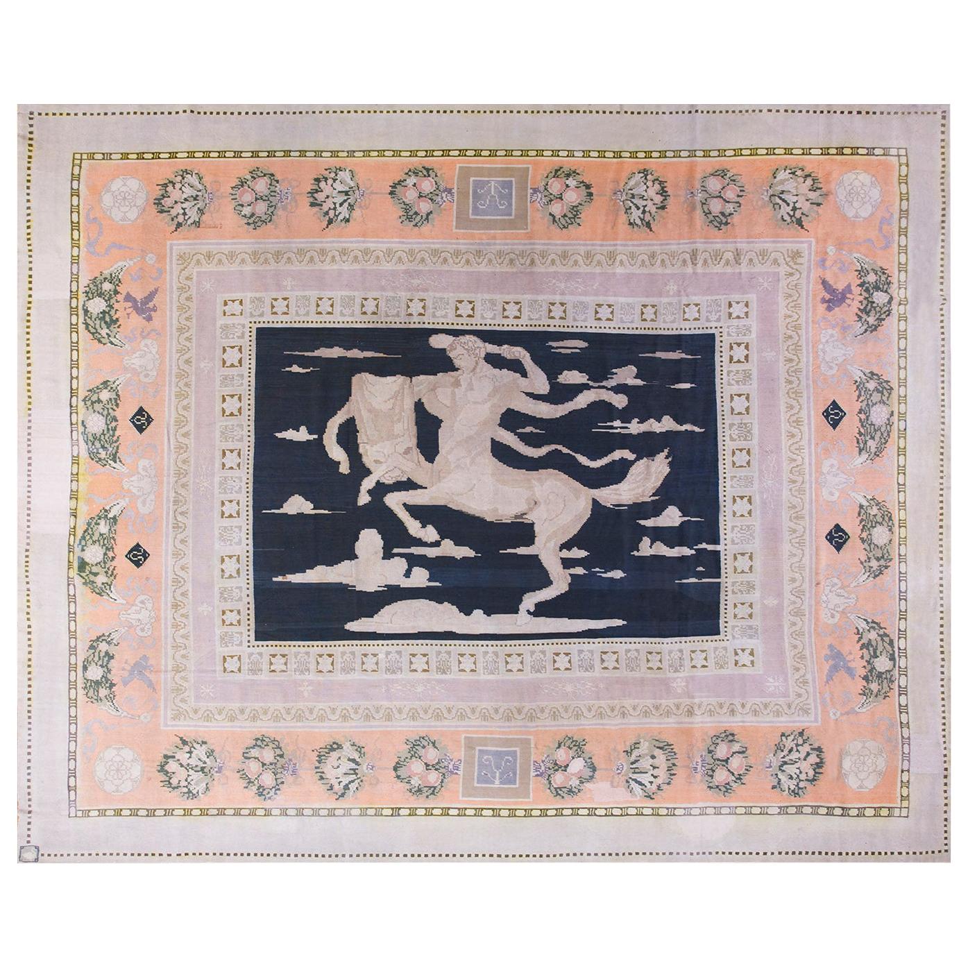 19th Century Bessarabian Carpet Depicting Centaur ( 11'6" x 14' - 350 x 425 ) For Sale