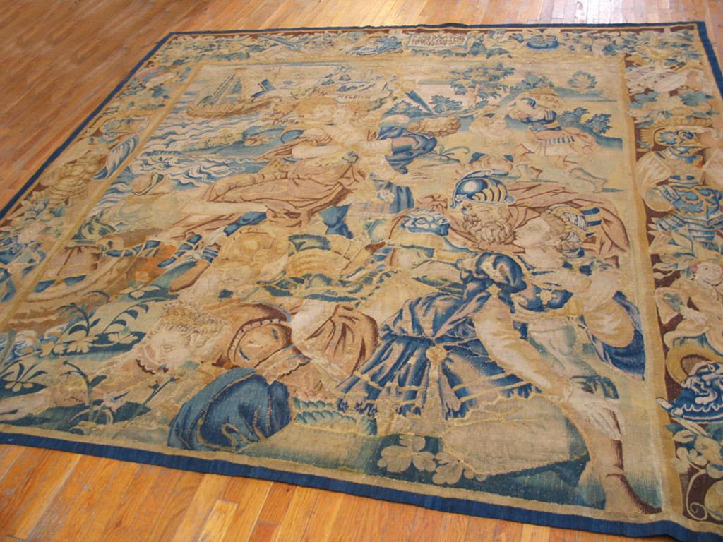 The abduction of Helen by Paris, from a Trojan War Series
Size: 9’x 9’2”
Marche, Central France
Mid-16th century

Structure:
 Warp: wool, tan, natural, Z-2-S;
 Weft: silk, Z-3; only in small highlights.
Slit tapestry weave.
No original