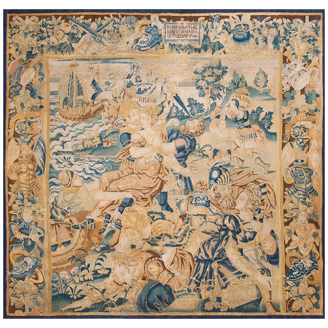 Mid 16th Century French Tapestry "The Abduction of Helen by Paris"