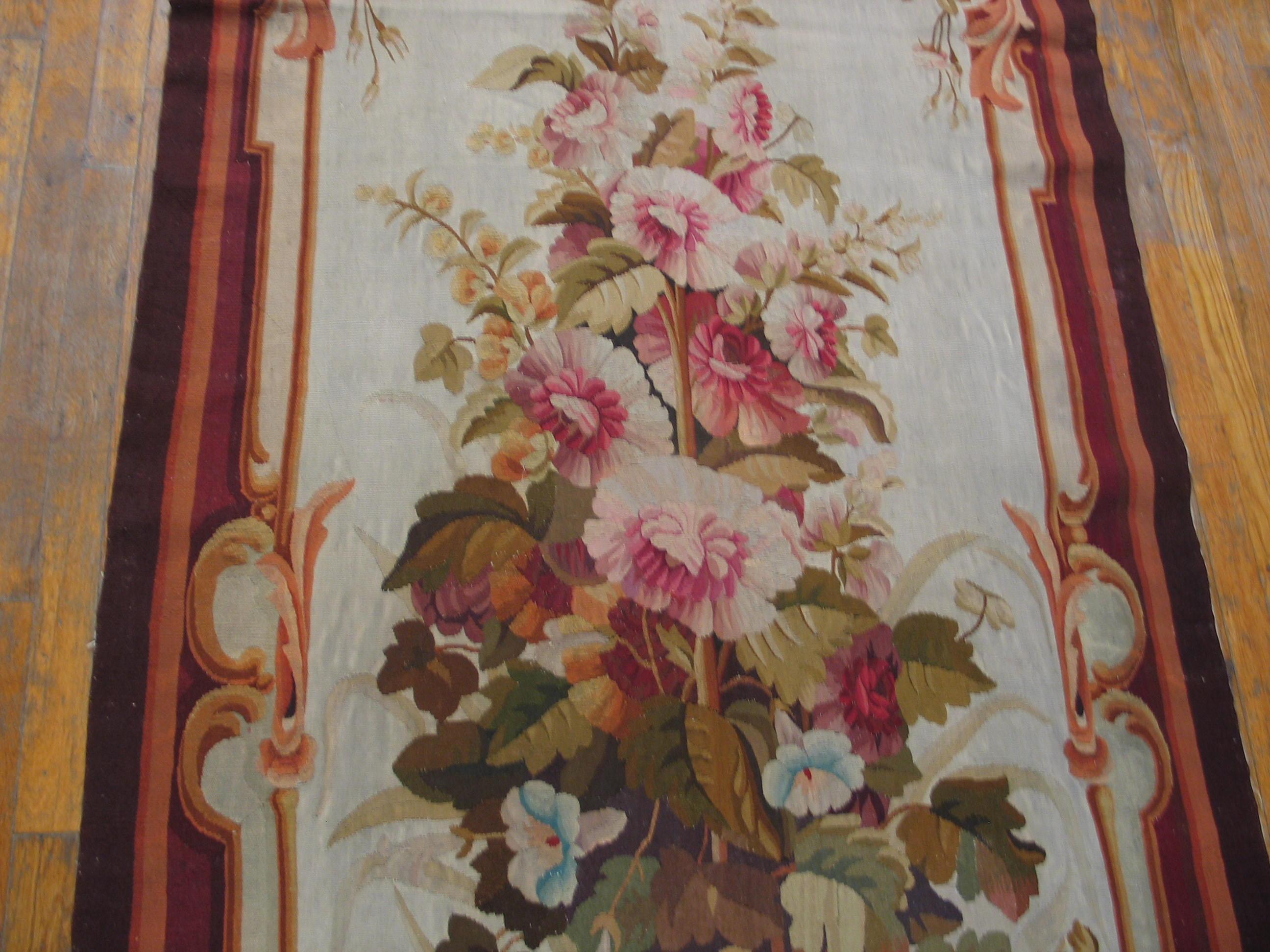 French Antique European Tapestry Rug 3' 9