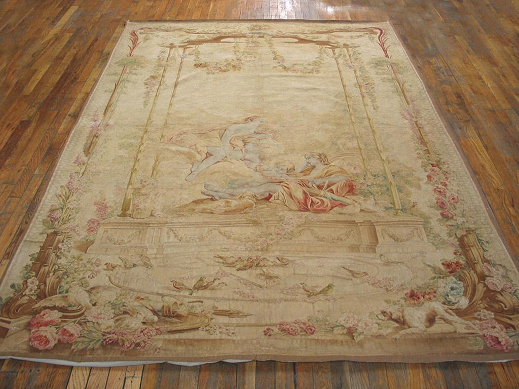 Rug #: 20319
Tapestry, Gobelins Factory, France
9’0” x 6’4” (2.77 m x 1.92 m)
Circa mid-18th century 
“The Air” or “Aurora & Cephalus”, from a set of The Four Elements
From a design of Francois Boucher

Structure:
Slit tapestry weave.
Warp:   linen,