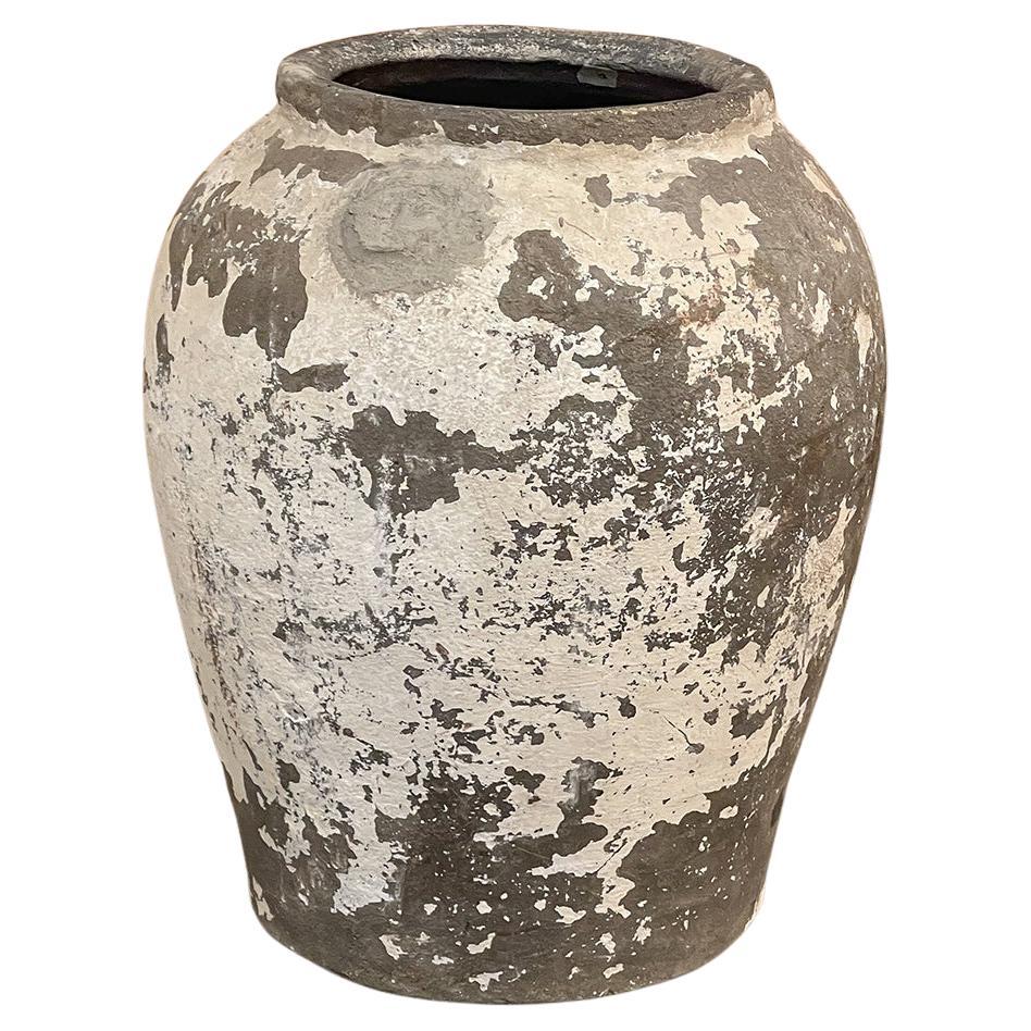 Antique Italian Terra Cotta Vase with Bottle Shape and Brown Glaze at