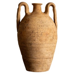Ánfora europea de terracota del siglo XX, jarrón de dos asas