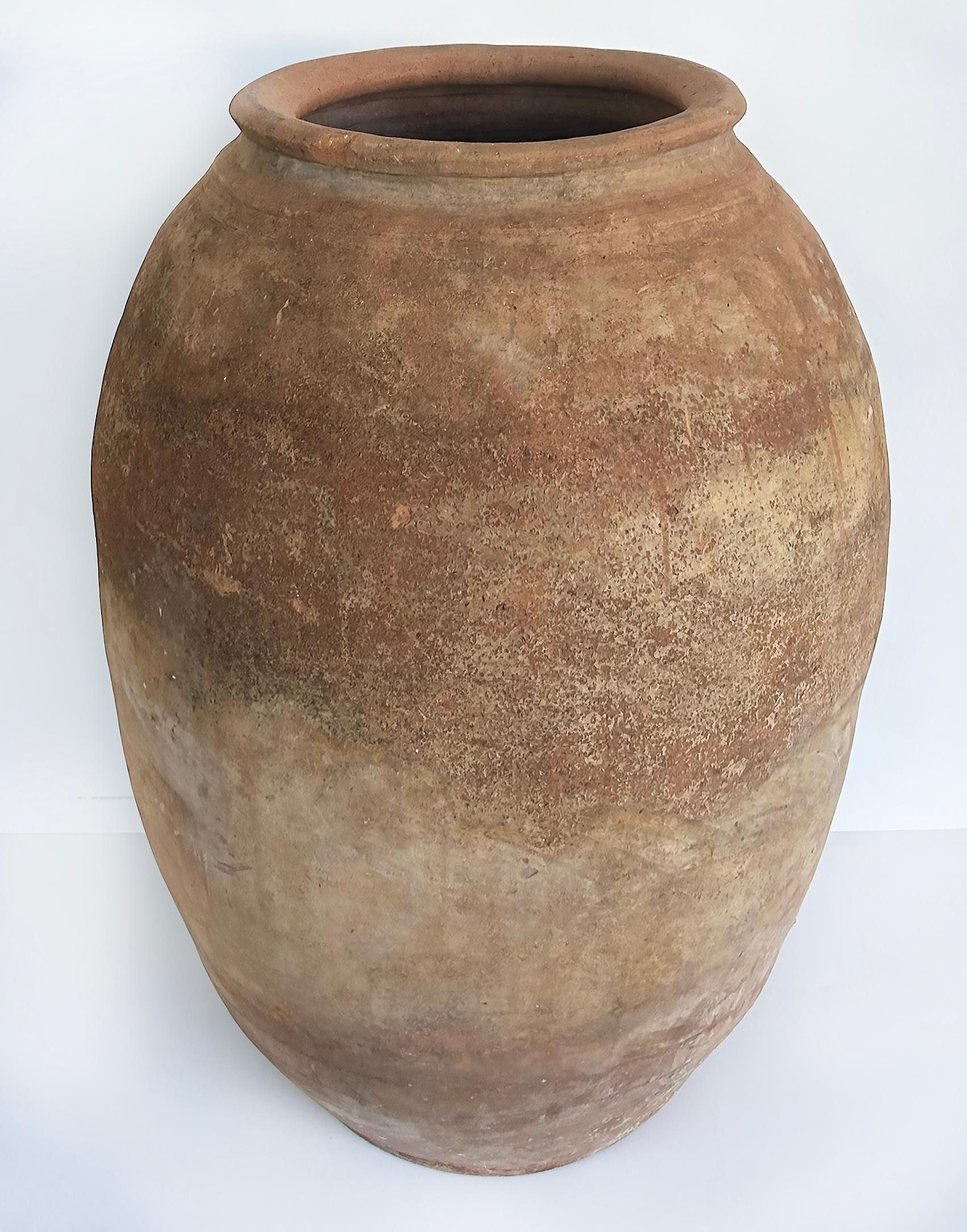 Spanish Antique European Terracotta Olive Jar Planter Urn