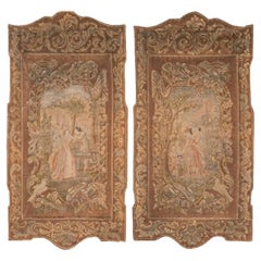 Tapisserie européenne ancienne à deux panneaux