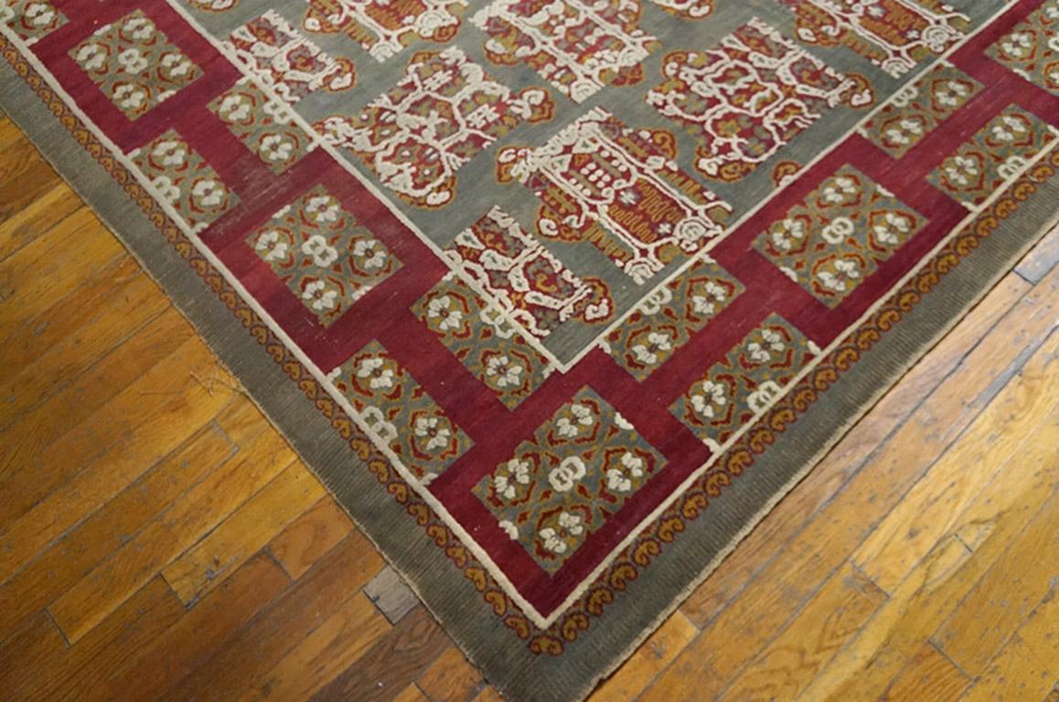 Hand-Knotted 19th Century Ukrainian Pile Carpet ( 6'3