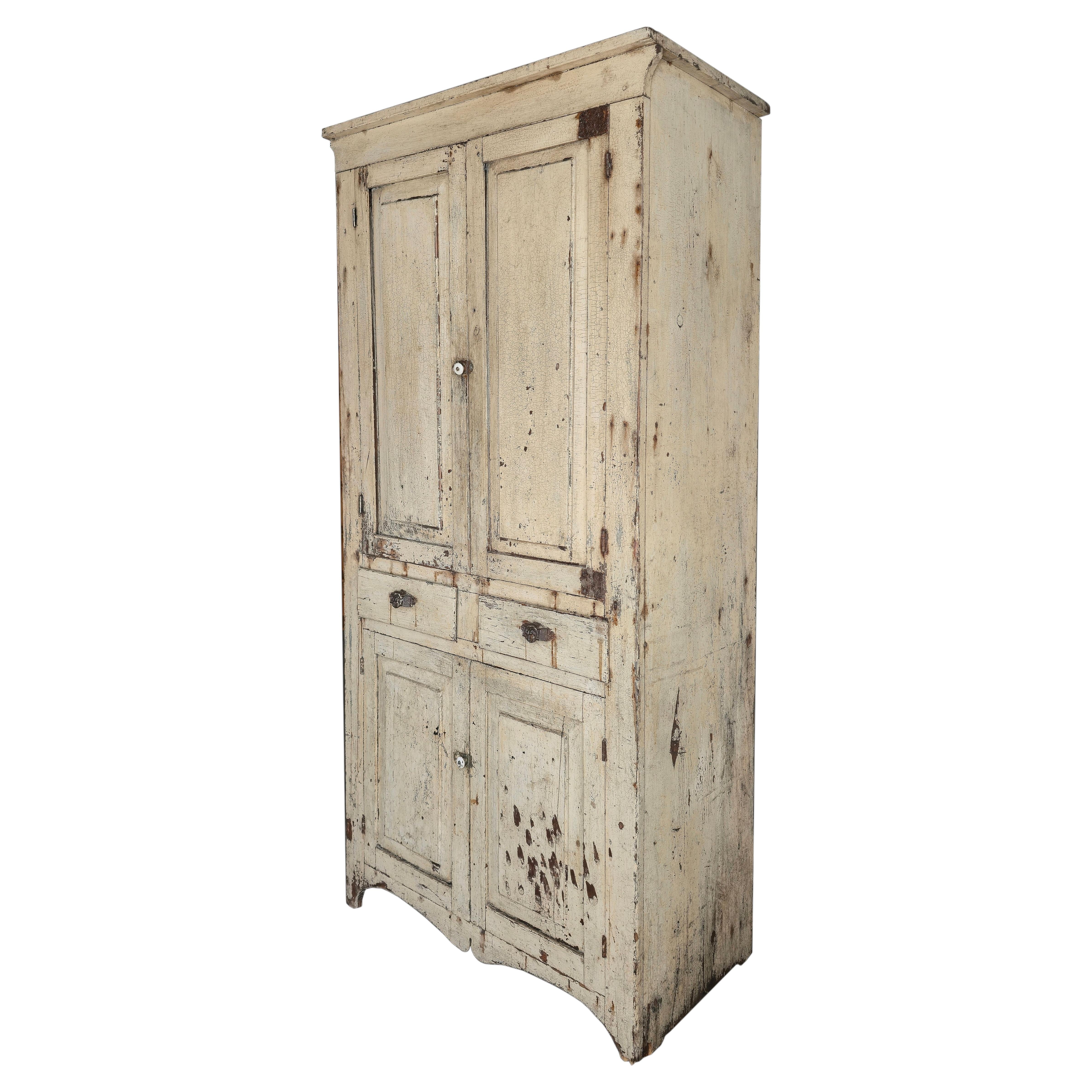 Antique European Wabi Sabi Pantry Cabinet