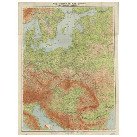 Antique European War Folding Map, ‘circa 1915’