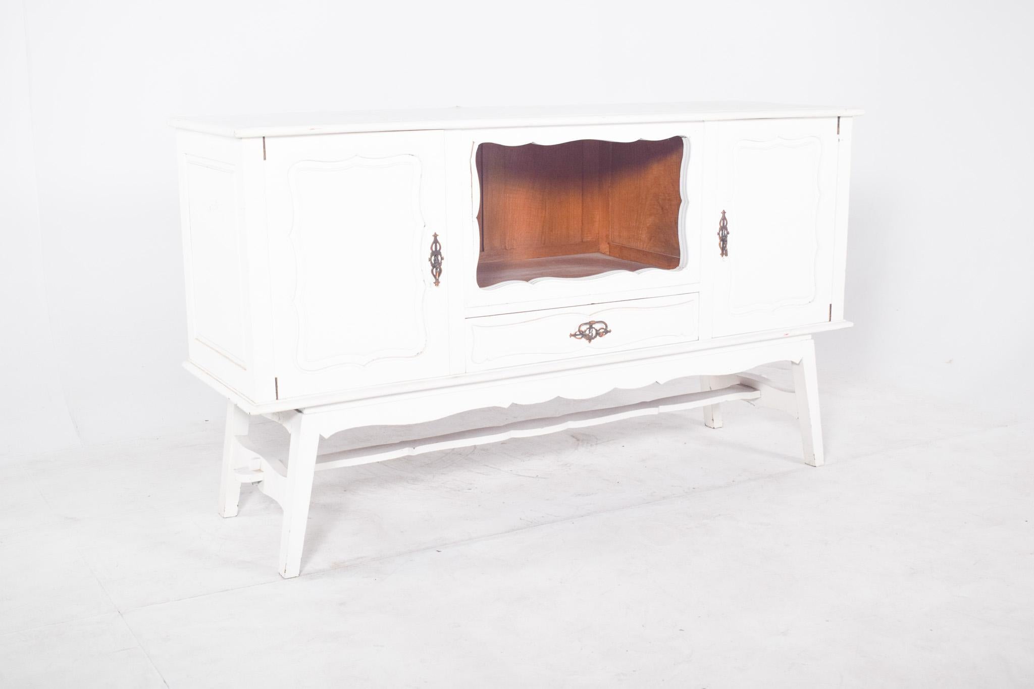 Modern Antique European White Painted Sideboard For Sale