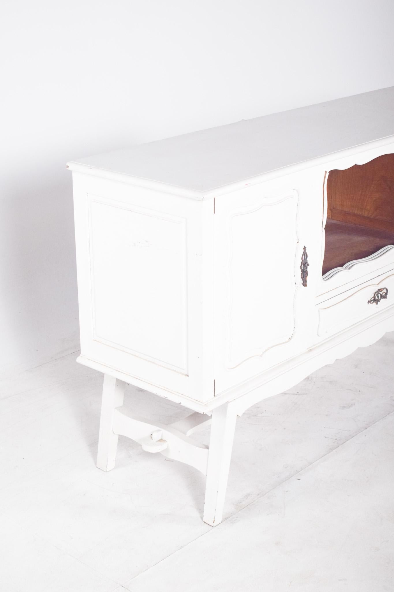 Wood Antique European White Painted Sideboard For Sale