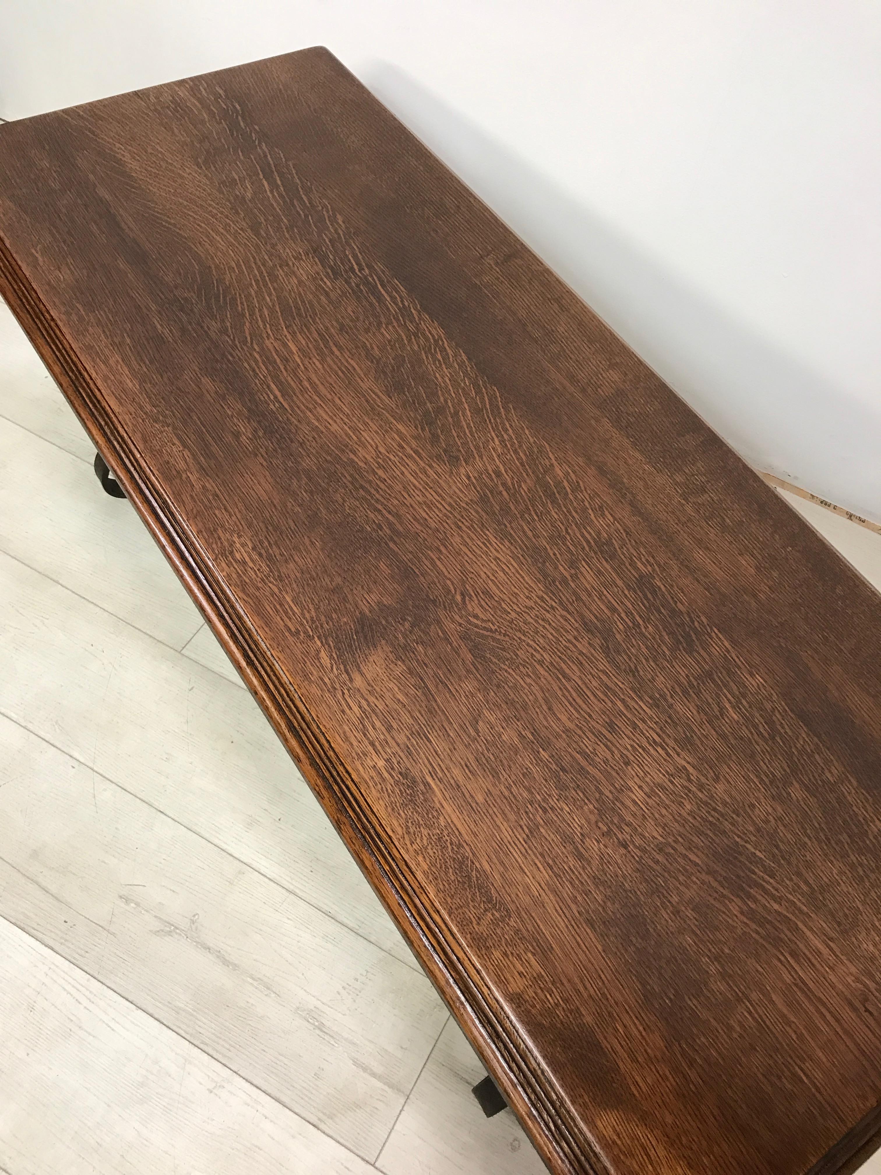 Antique European Wrought Iron and Oak Coffee Table / Bench 2