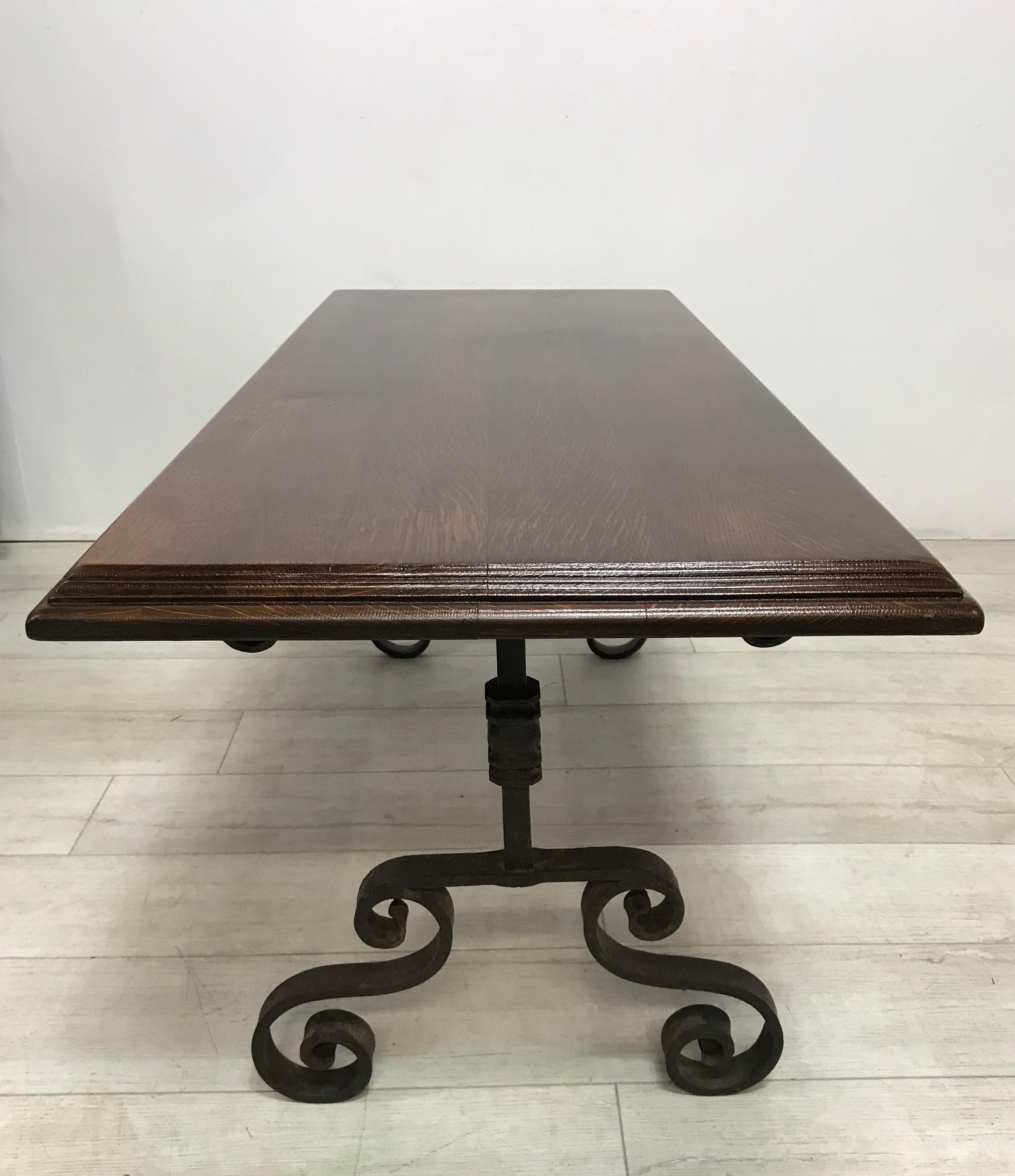 Antique European Wrought Iron and Oak Coffee Table / Bench 3