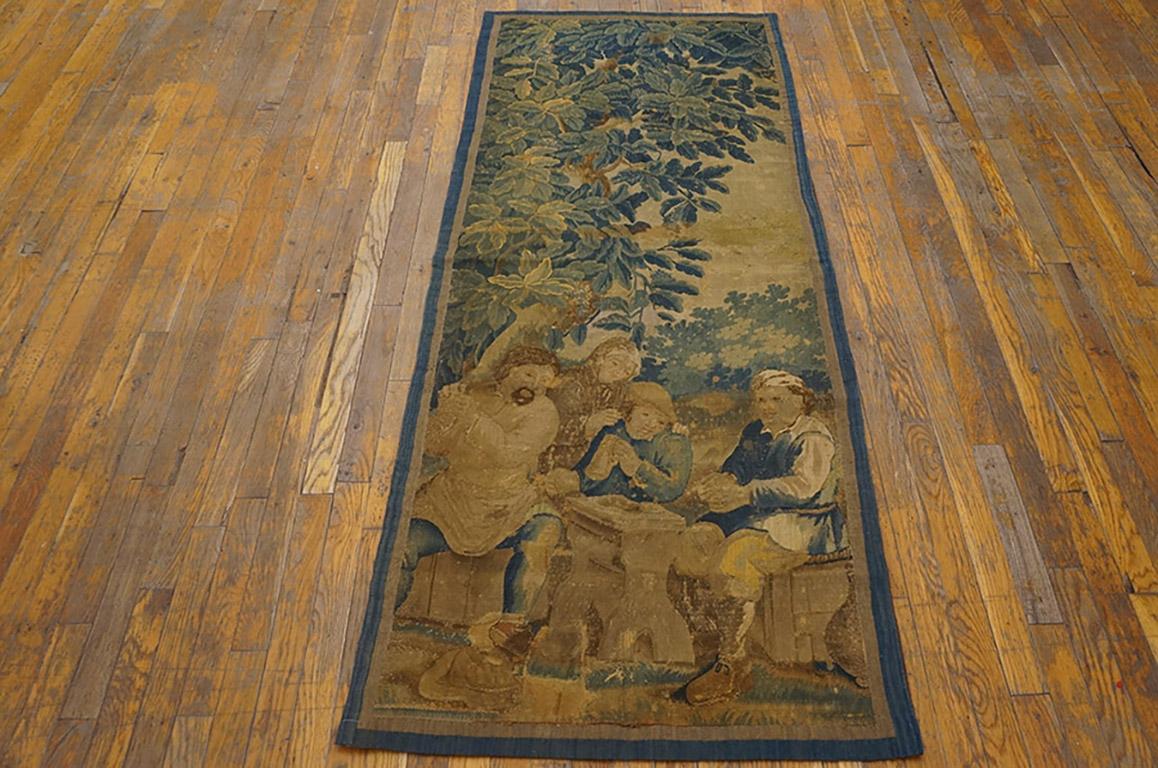 Antique Eurpean Tapestry rug. Measures: 2'9