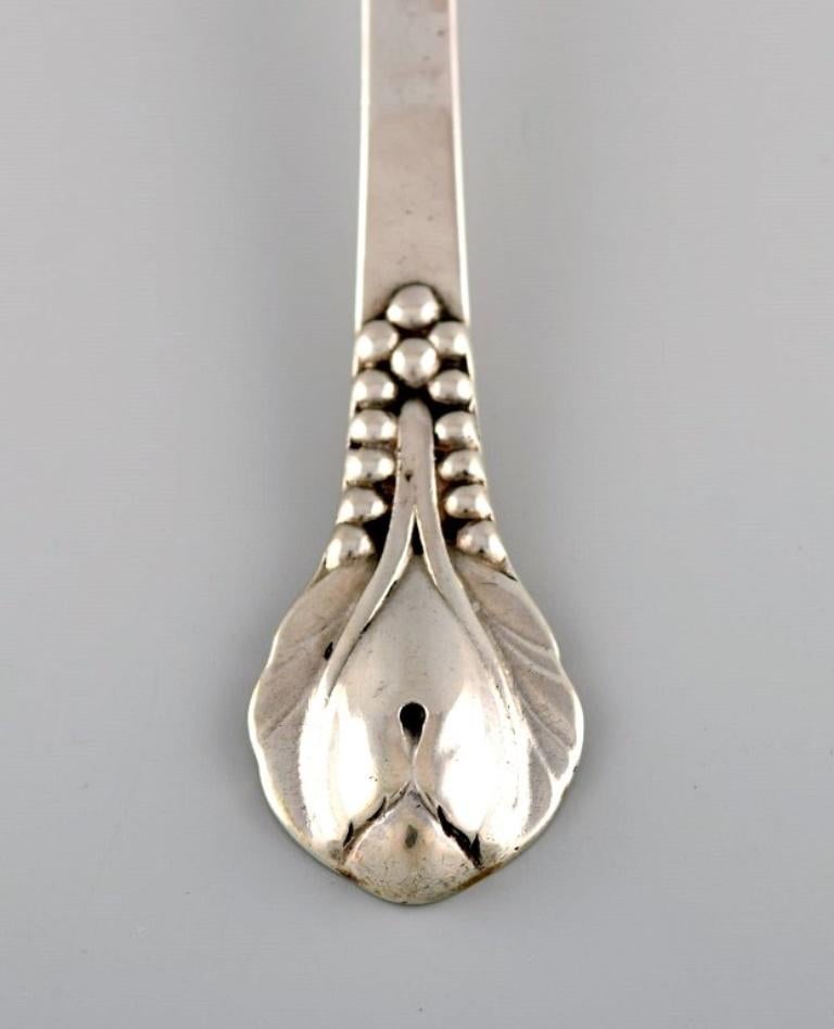 Art Nouveau Antique Evald Nielsen Number 3 Dessert Spoon in Silver 830, circa 1920 For Sale