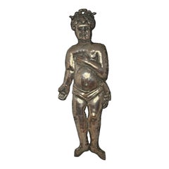 Antike männliche Ex voto-Figur, Säugling, Säugling Jesus, Silber Italien 1900er Jahre