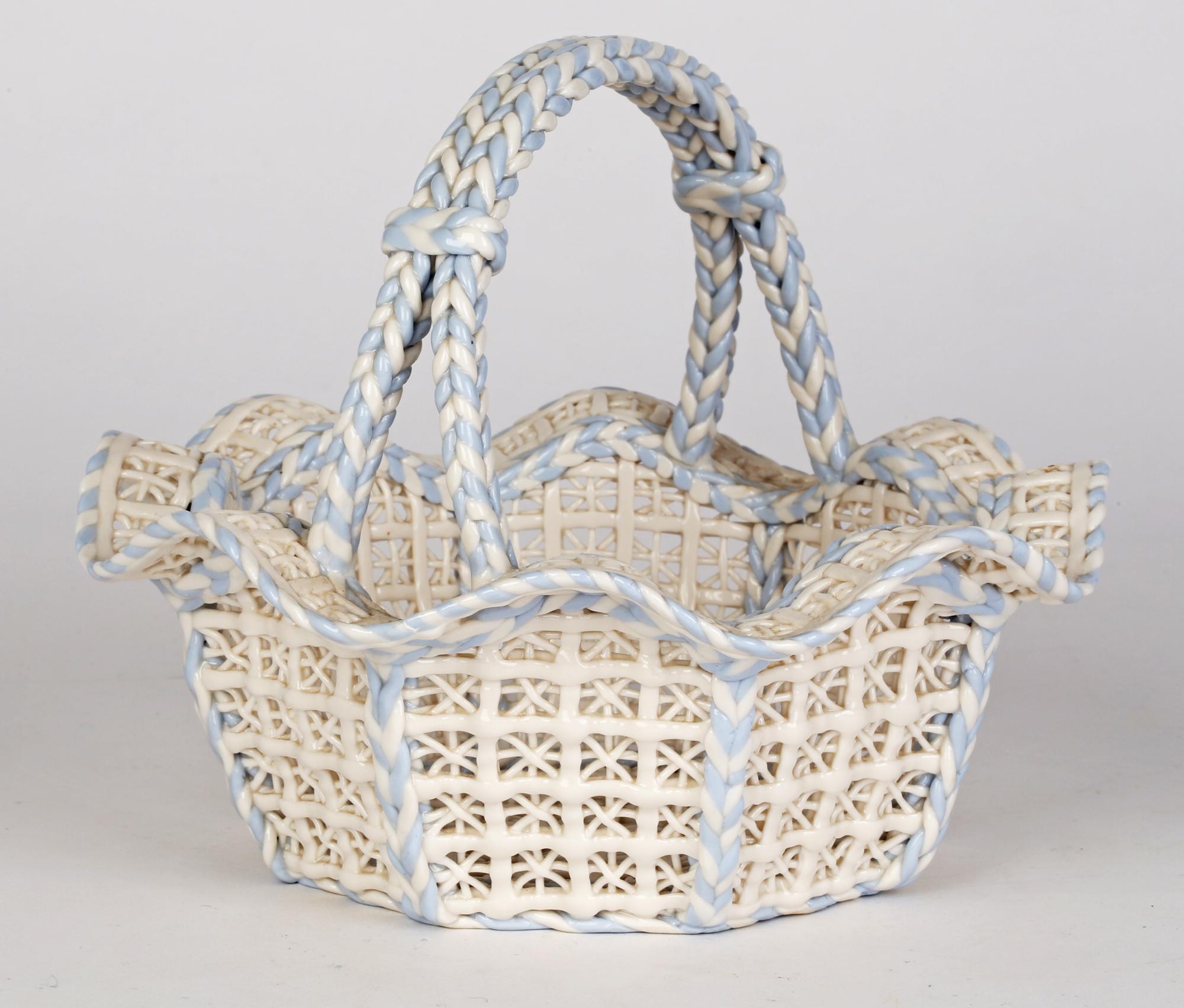 Antique Exceptional and Rare English Attributed Handled Porcelain Basket 5