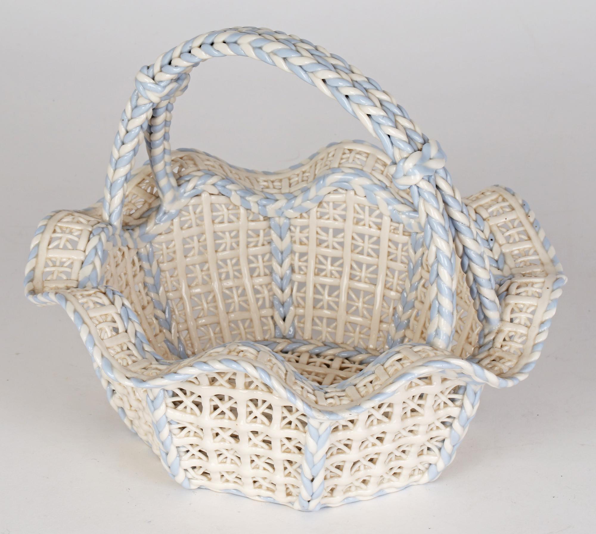 19th Century Antique Exceptional and Rare English Attributed Handled Porcelain Basket