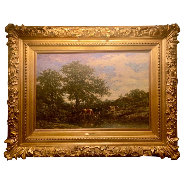 Antike belgische Landschaft aus dem 19. Jahrhundert, Öl auf Leinwand,  Gemälde von Jan Lokhorst im Angebot bei 1stDibs