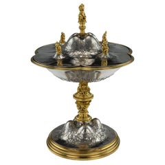 Antique Exceptional French Solid Silver-Gilt Figural Vase and Cover, circa 1850