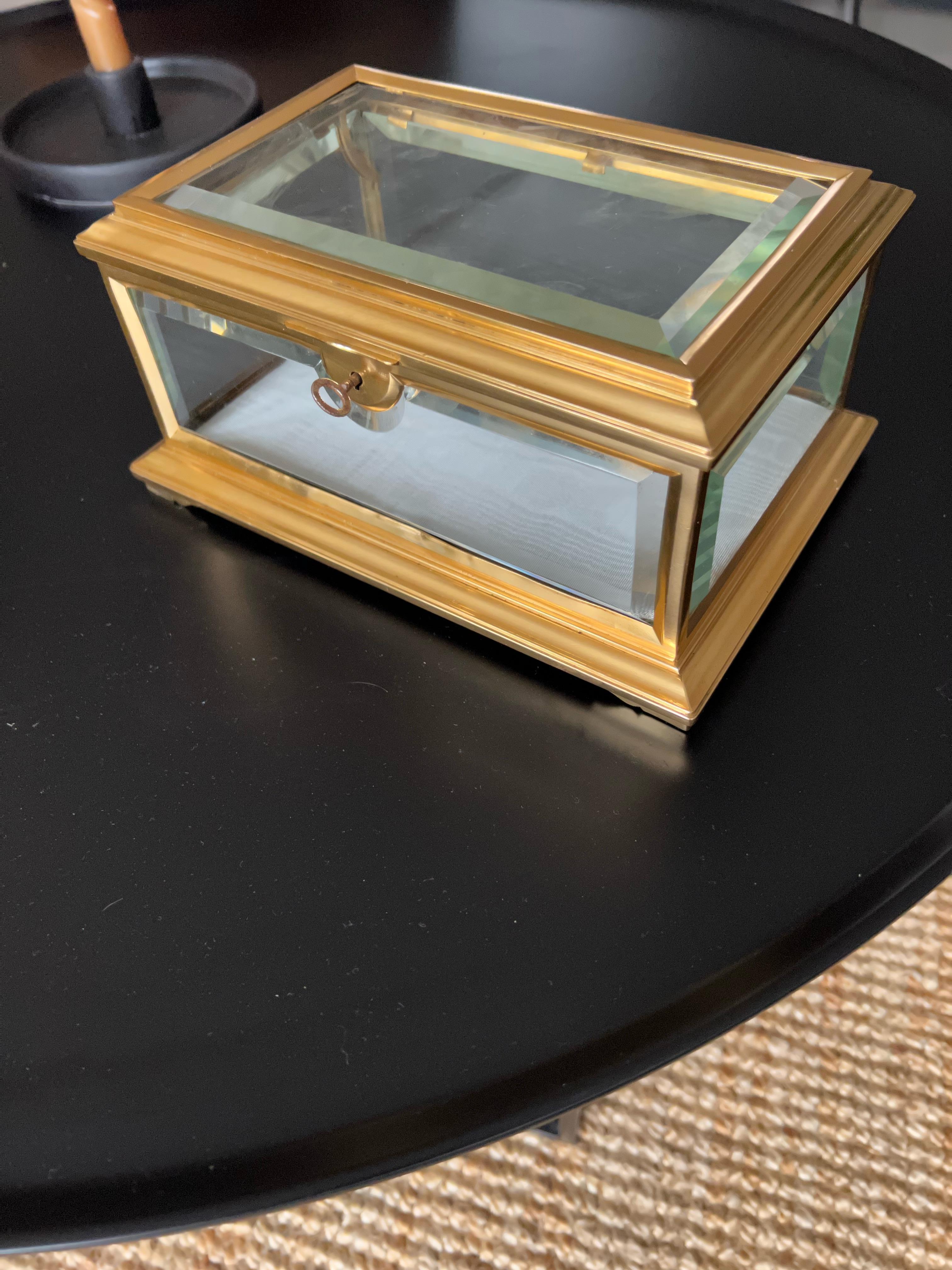 19th Century Antique Exceptional Gilt Brass & Beveled Glass Art Box by Alphonse Giroux, Paris For Sale