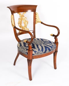 Exceptionnelle paire de fauteuils italiens néoclassiques en bois doré Circa 1900