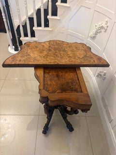Antique Exceptional Quality Victorian Burr Walnut Card Table/Console Table