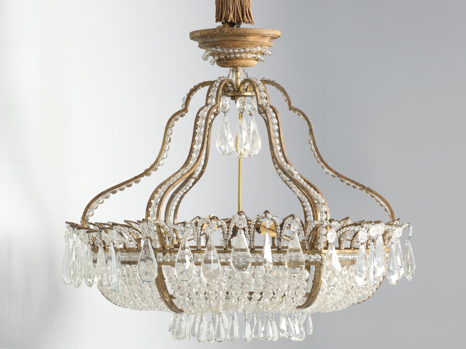 Antique Exceptional Six-Light Italian Chandelier with Original Canopy In Good Condition In Chicago, IL