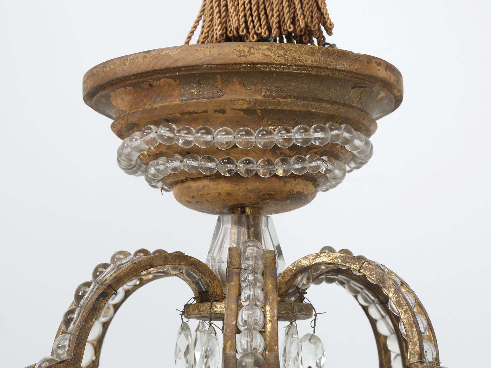 Early 20th Century Antique Exceptional Six-Light Italian Chandelier with Original Canopy