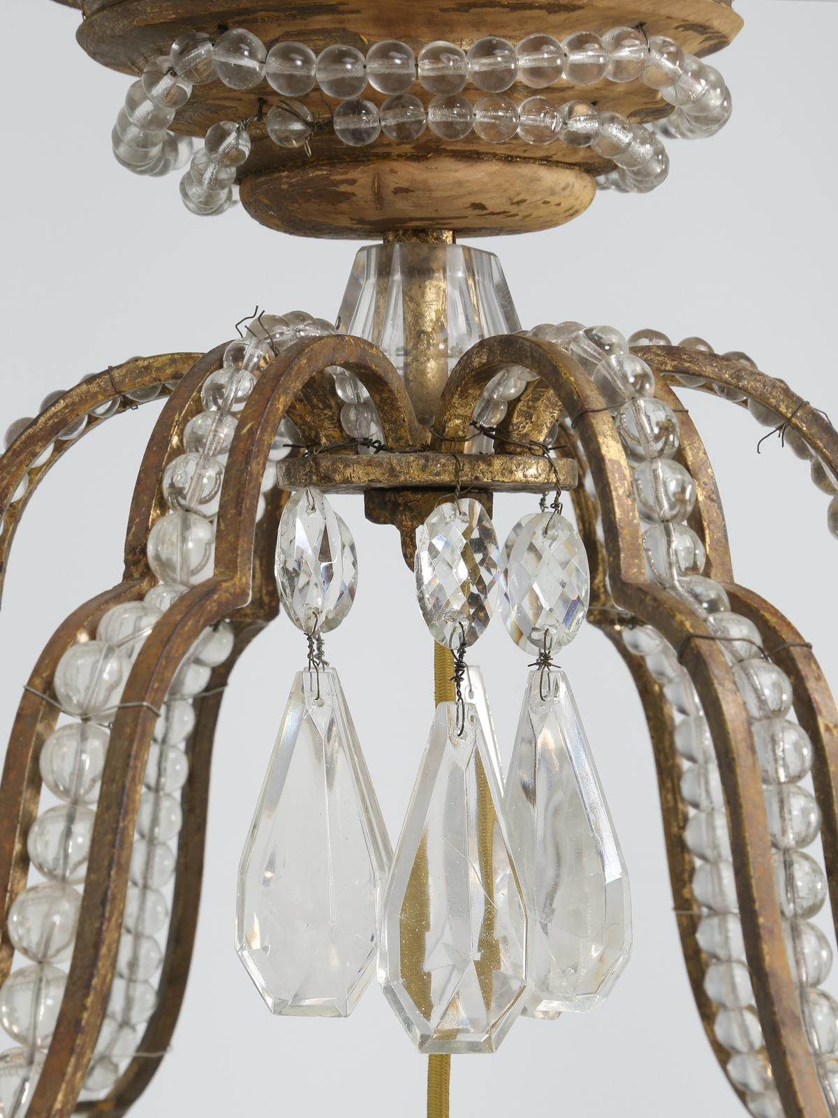 Metal Antique Exceptional Six-Light Italian Chandelier with Original Canopy