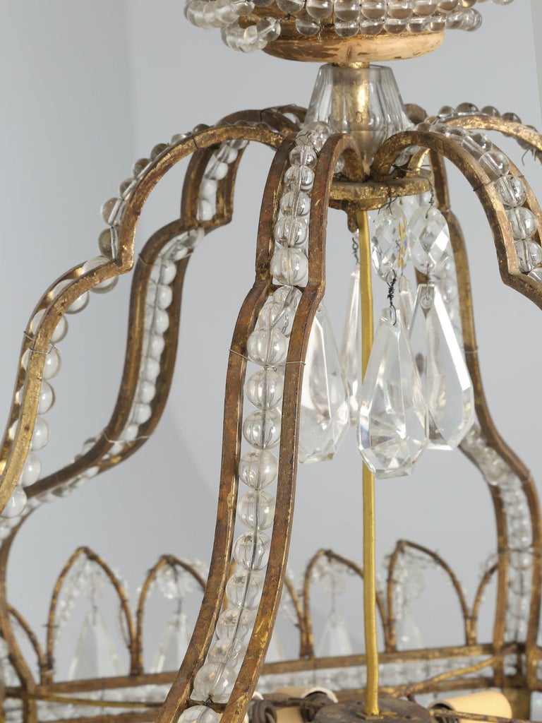 Antique Exceptional SixLight Italian Chandelier with Original Canopy