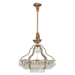 Antique Exceptional Six-Light Italian Chandelier with Original Canopy